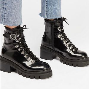 Check lace up booties